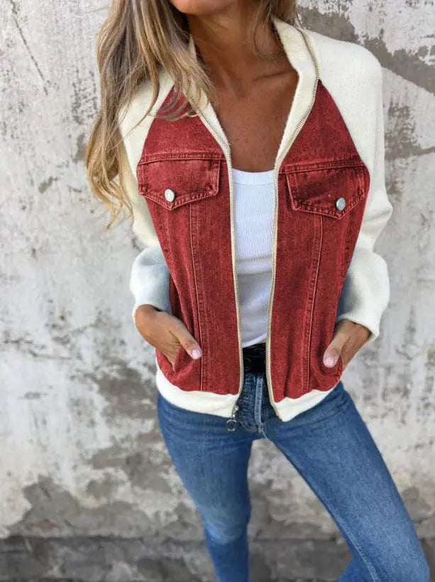 Quinn | Casual zip-up jacket with a V-neck Luvy Boutique
