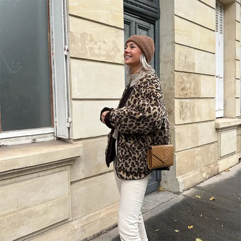 FABIENNE | Fleece Jacket Leopard Luvy Boutique
