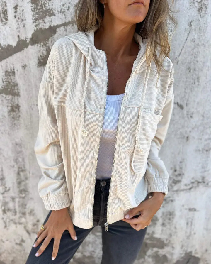 Ella | Corduroy Hooded Jacket with Zipper Luvy Boutique
