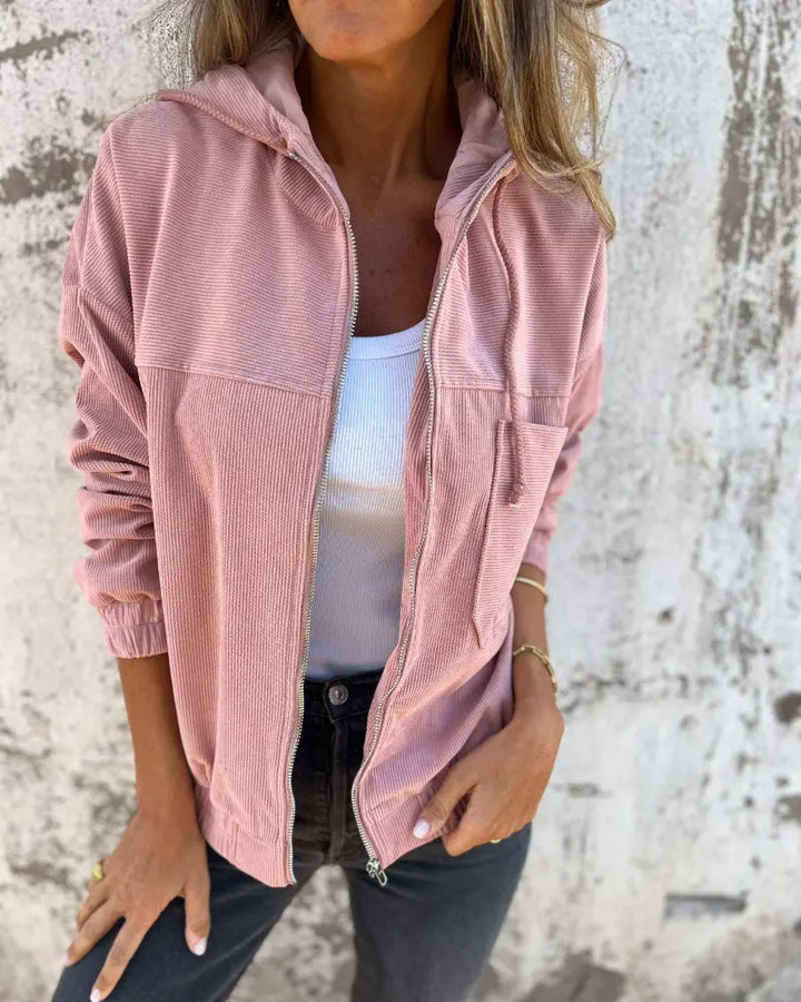 Ella | Corduroy Hooded Jacket with Zipper Luvy Boutique