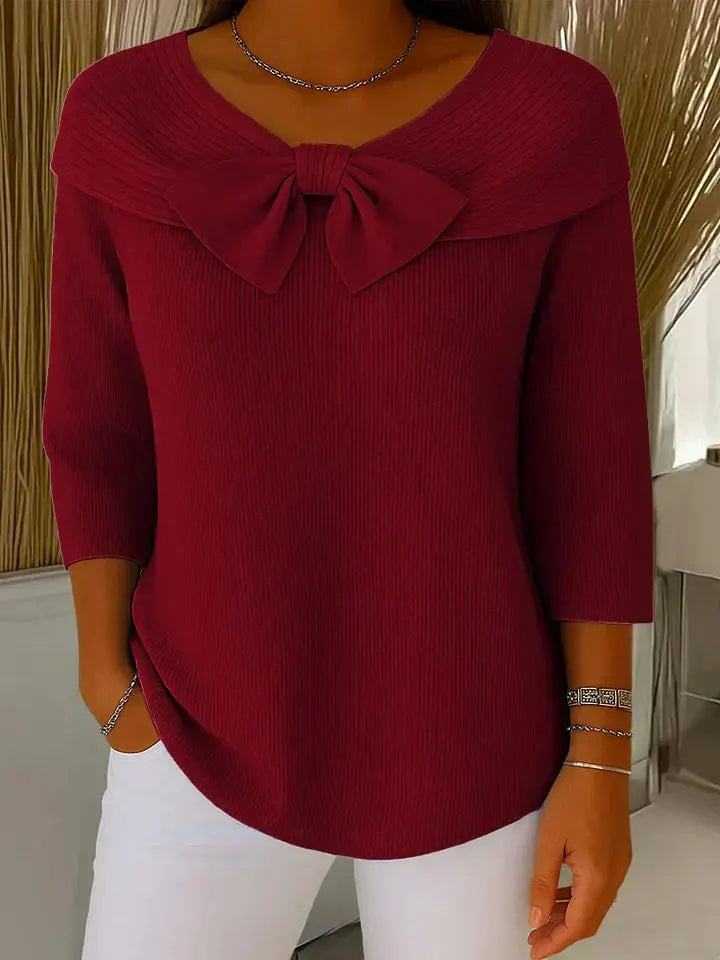 Joanna | Women’s Elegant Bow Detail Knit Sweater Luvy Boutique