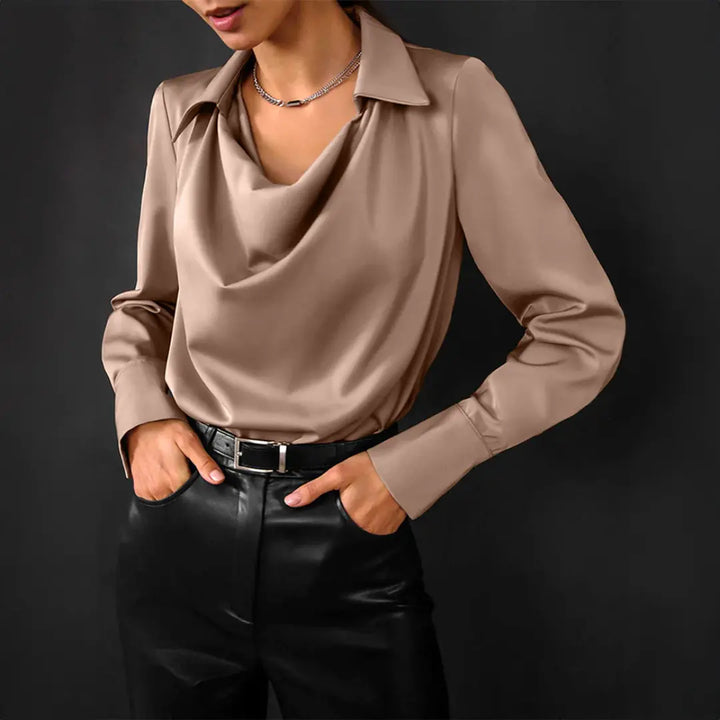 Yasmin | Sophisticated Satin Cowl Neck Blouse Luvy Boutique