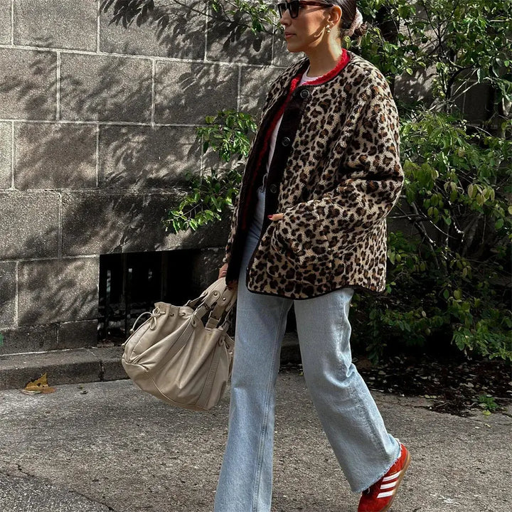 FABIENNE | Fleece Jacket Leopard Luvy Boutique