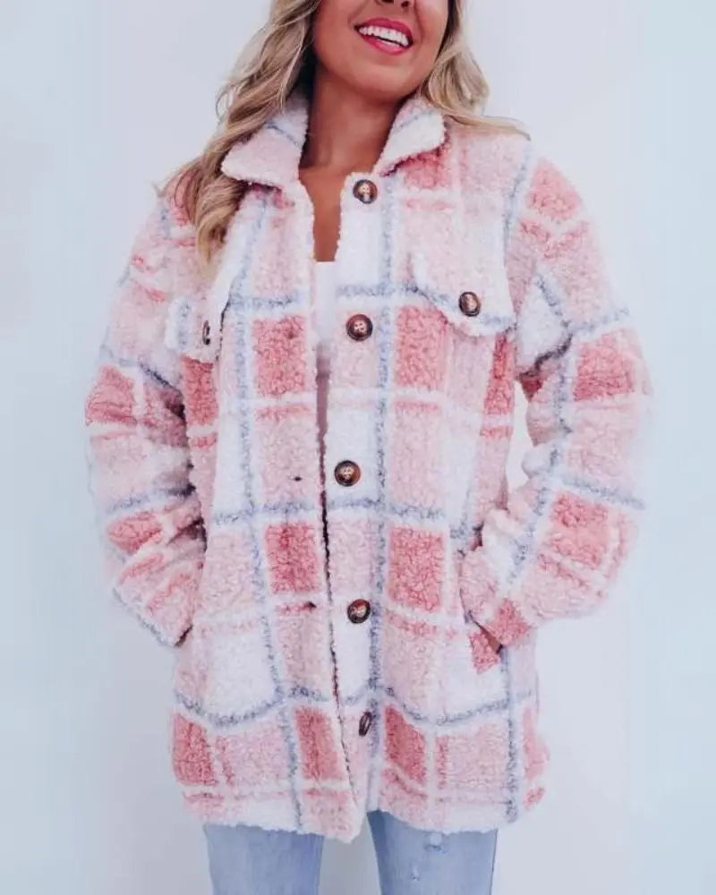 Zali - Polar Fleece Plaid Jacket Luvy Boutique