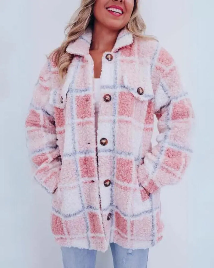 Zali - Polar Fleece Plaid Jacket Luvy Boutique