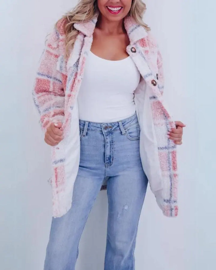 Zali - Polar Fleece Plaid Jacket Luvy Boutique