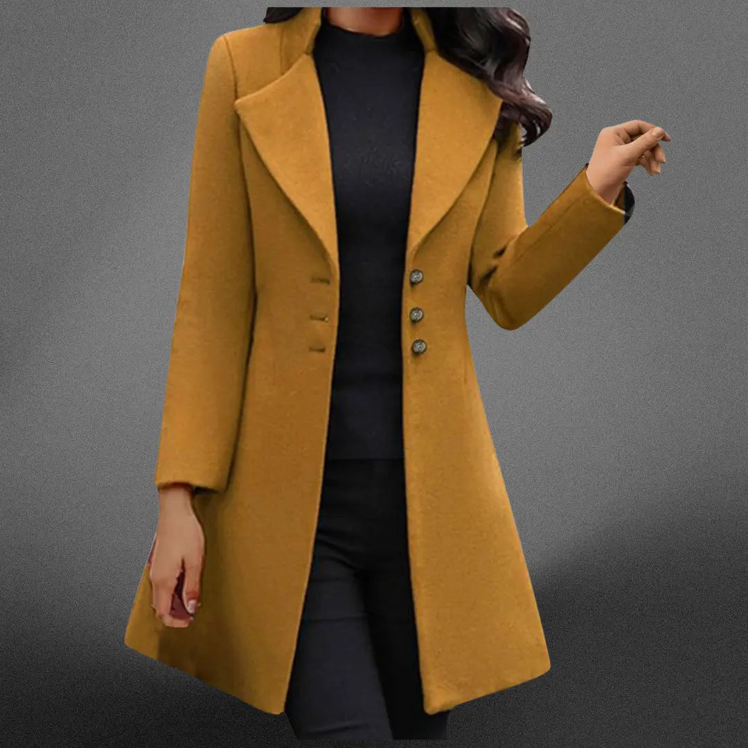Vinci Luxurious Italian Wool Long Sleeve Coat Luvy Boutique
