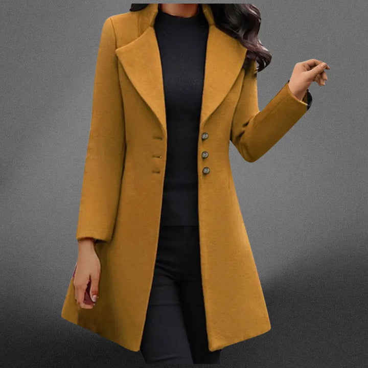 Vinci Luxurious Italian Wool Long Sleeve Coat Luvy Boutique