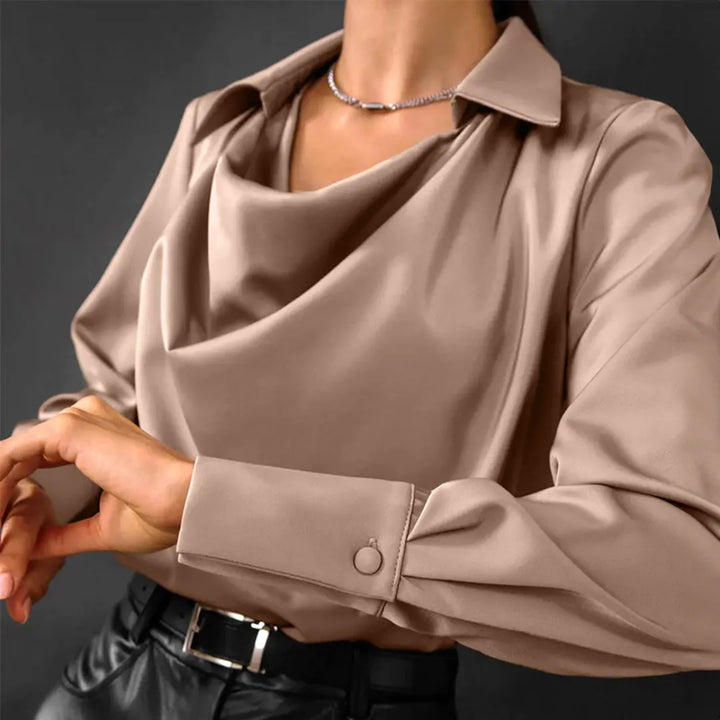 Yasmin | Sophisticated Satin Cowl Neck Blouse Luvy Boutique