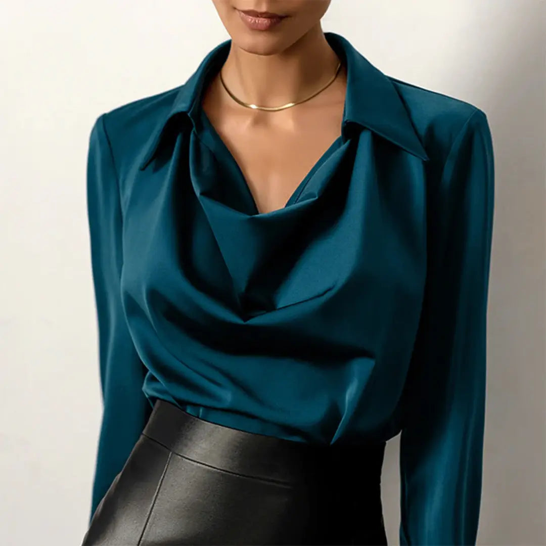 Yasmin | Sophisticated Satin Cowl Neck Blouse Luvy Boutique