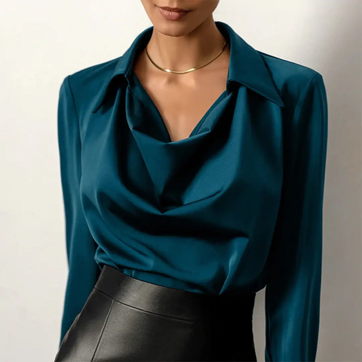 Yasmin | Sophisticated Satin Cowl Neck Blouse Luvy Boutique