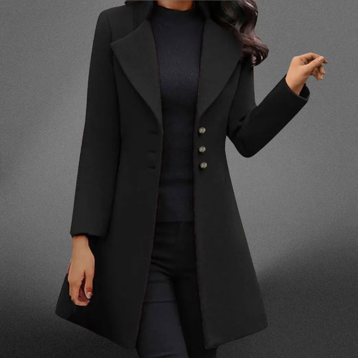 Vinci Luxurious Italian Wool Long Sleeve Coat Luvy Boutique