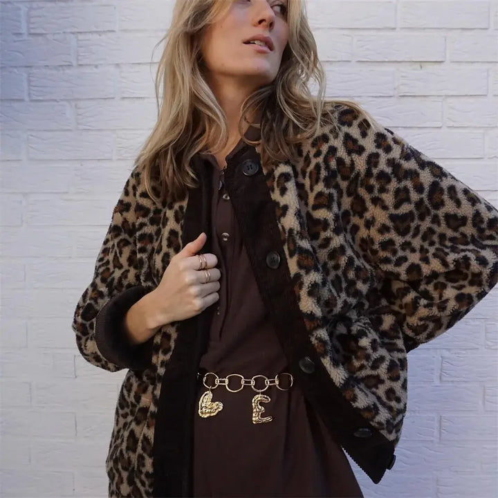 FABIENNE | Fleece Jacket Leopard Luvy Boutique