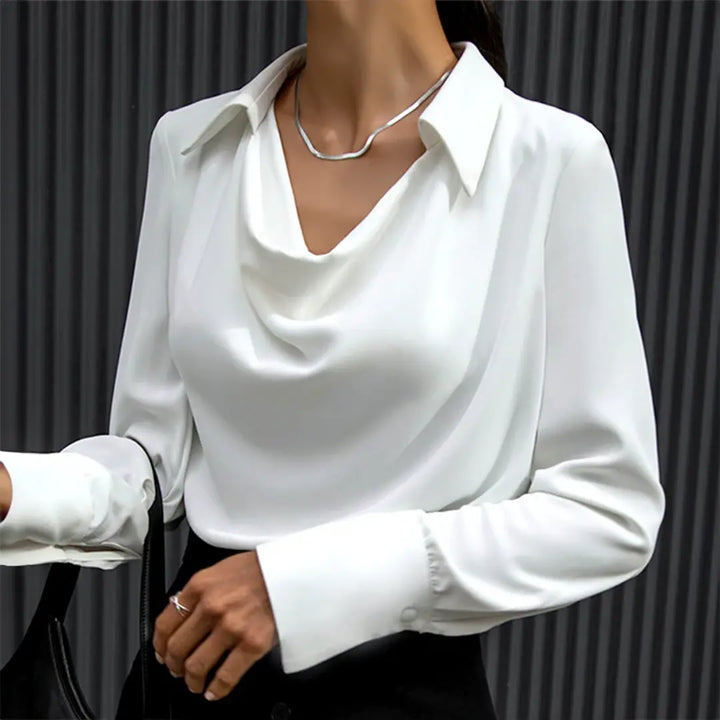 Yasmin | Sophisticated Satin Cowl Neck Blouse Luvy Boutique