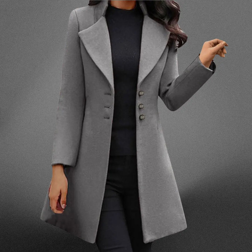 Vinci Luxurious Italian Wool Long Sleeve Coat Luvy Boutique