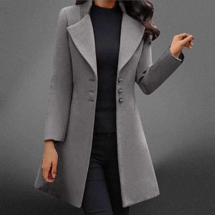 Vinci Luxurious Italian Wool Long Sleeve Coat Luvy Boutique