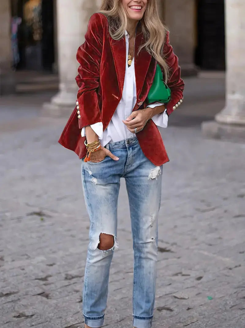 JULIA | ELEGANT VELVET BLAZER Luvy Boutique