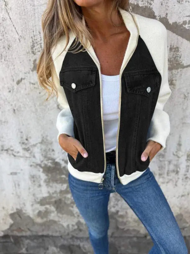 Quinn | Casual zip-up jacket with a V-neck Luvy Boutique