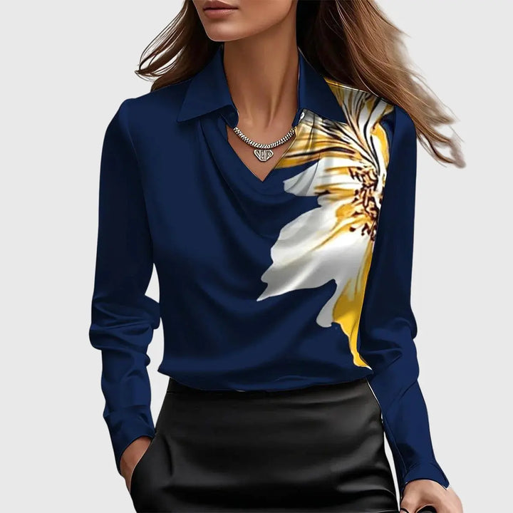 Brooklyn | Women Satin Cowl Neck Long Sleeve Blouse Luvy Boutique