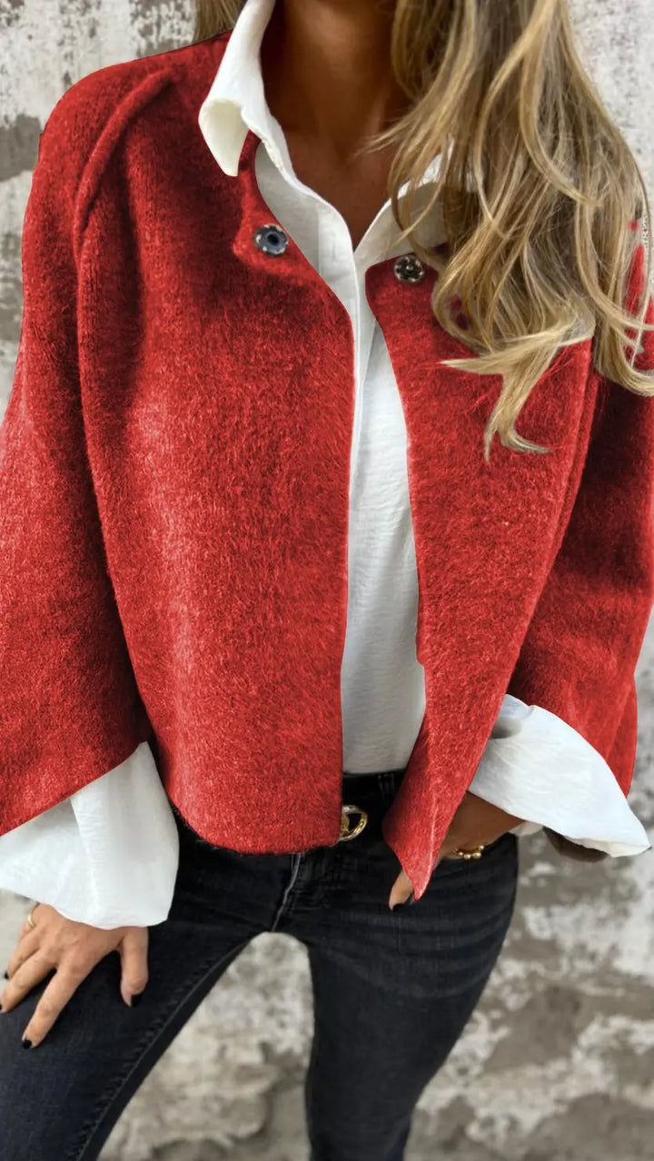 Ava | Women's wool coat with a round neckline and long sleeves Luvy Boutique