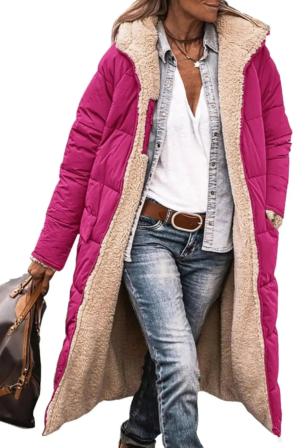 Scarlett | Long Puffer Coat with Fleece Lining and Hood Luvy Boutique
