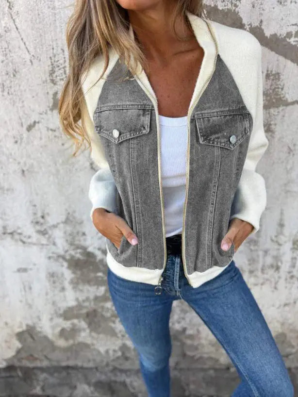 Quinn | Casual zip-up jacket with a V-neck Luvy Boutique