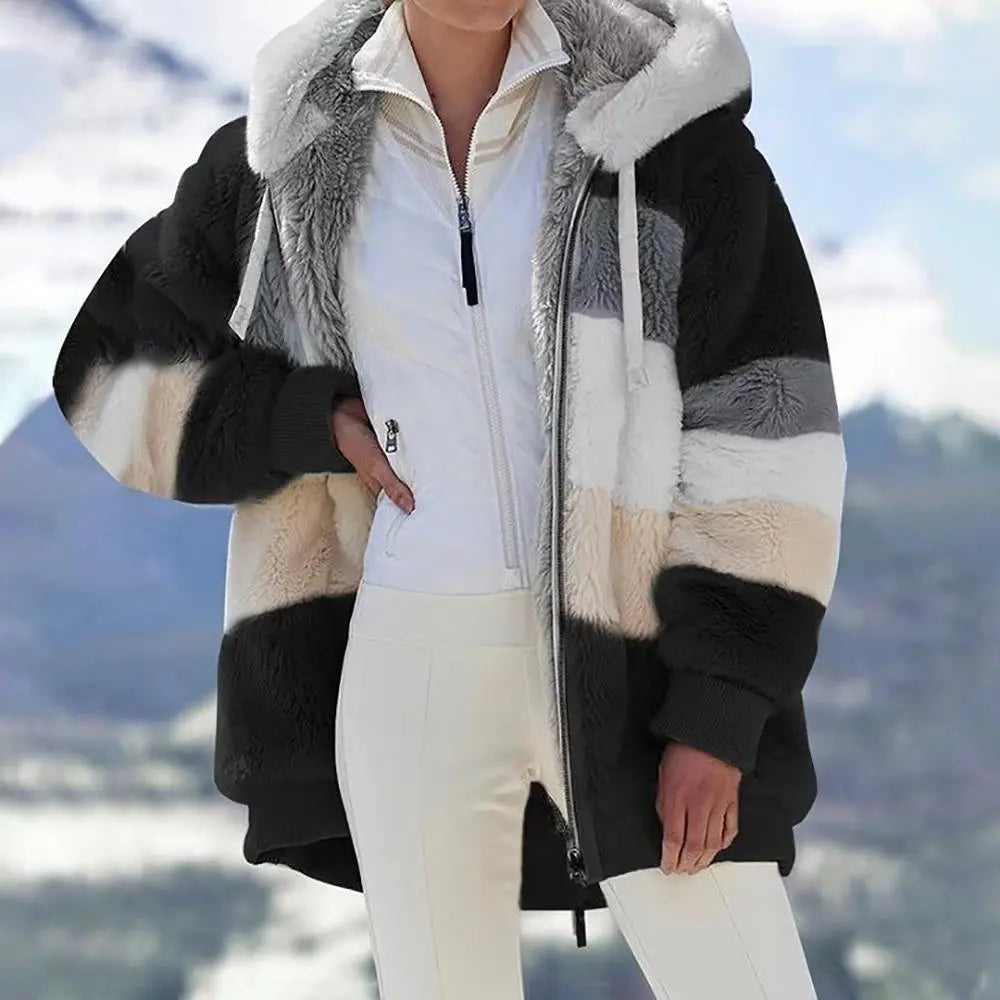 KAREN | Fluffy Warm Oversized Hoodie Coat Luvy Boutique