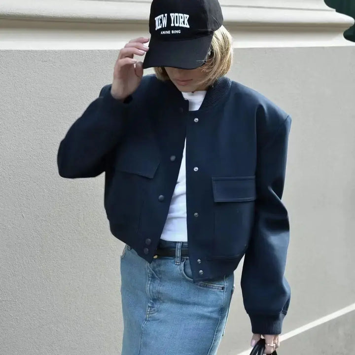 BELLA | Crop Long Sleeve  Bomber Jacket Luvy Boutique