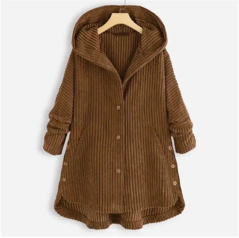 Mia - Stylish Hooded Ribbed Coat Luvy Boutique