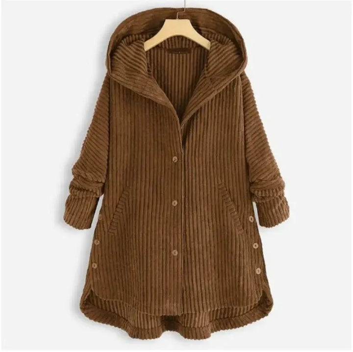 Mia - Stylish Hooded Ribbed Coat Luvy Boutique
