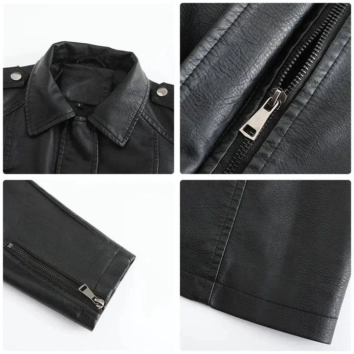 Liana | Stylish Long Leather Coat Luvy Boutique