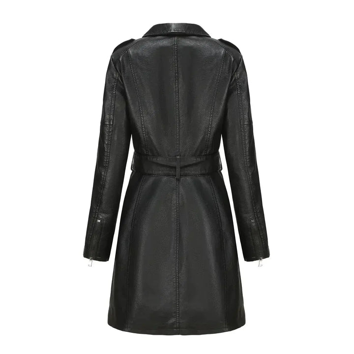Liana | Stylish Long Leather Coat Luvy Boutique