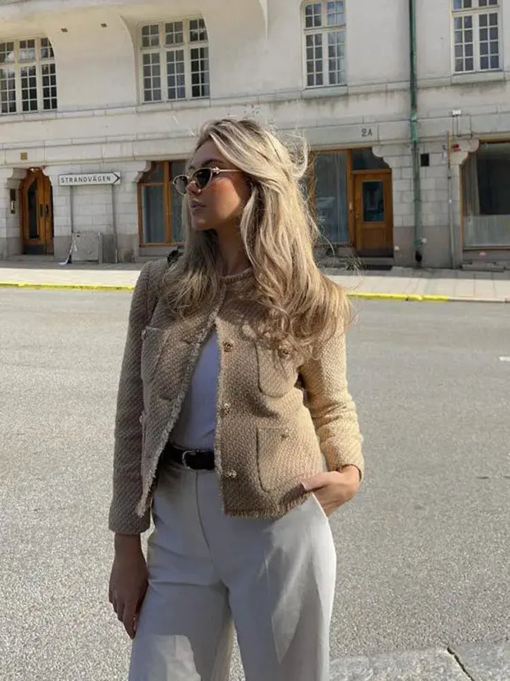 Malia | Stylish Tweed Cropped Jacket Luvy Boutique