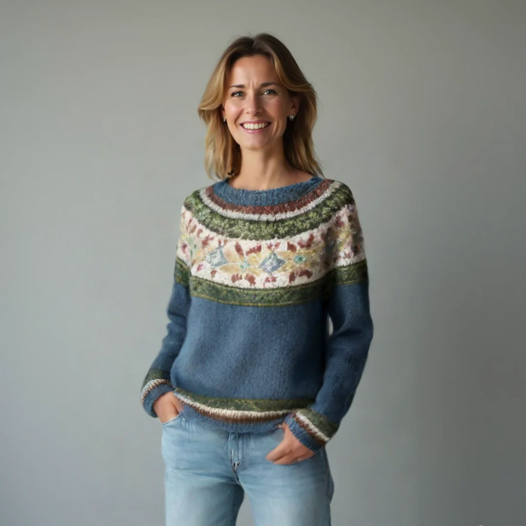 Fiona | Women’s Patterned Crewneck Sweater Luvy Boutique