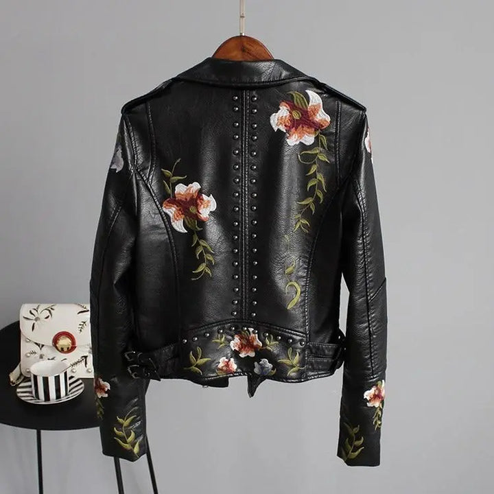 Ella | Stylish Embroidered Leather Jacket Luvy Boutique
