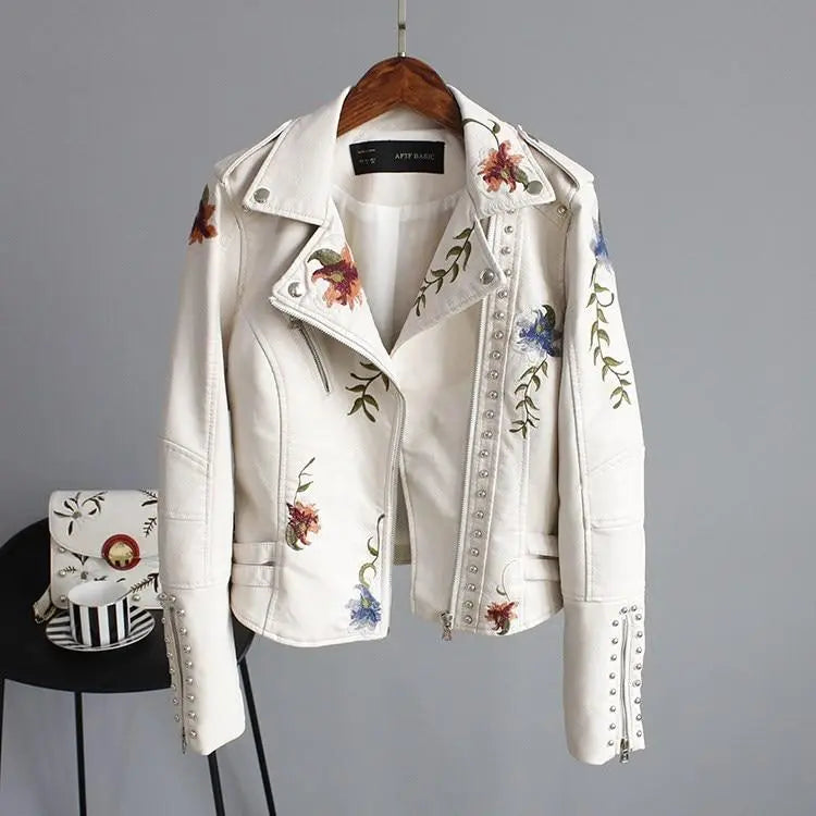 Ella | Stylish Embroidered Leather Jacket Luvy Boutique