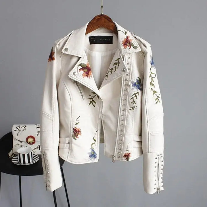 Ella | Stylish Embroidered Leather Jacket Luvy Boutique