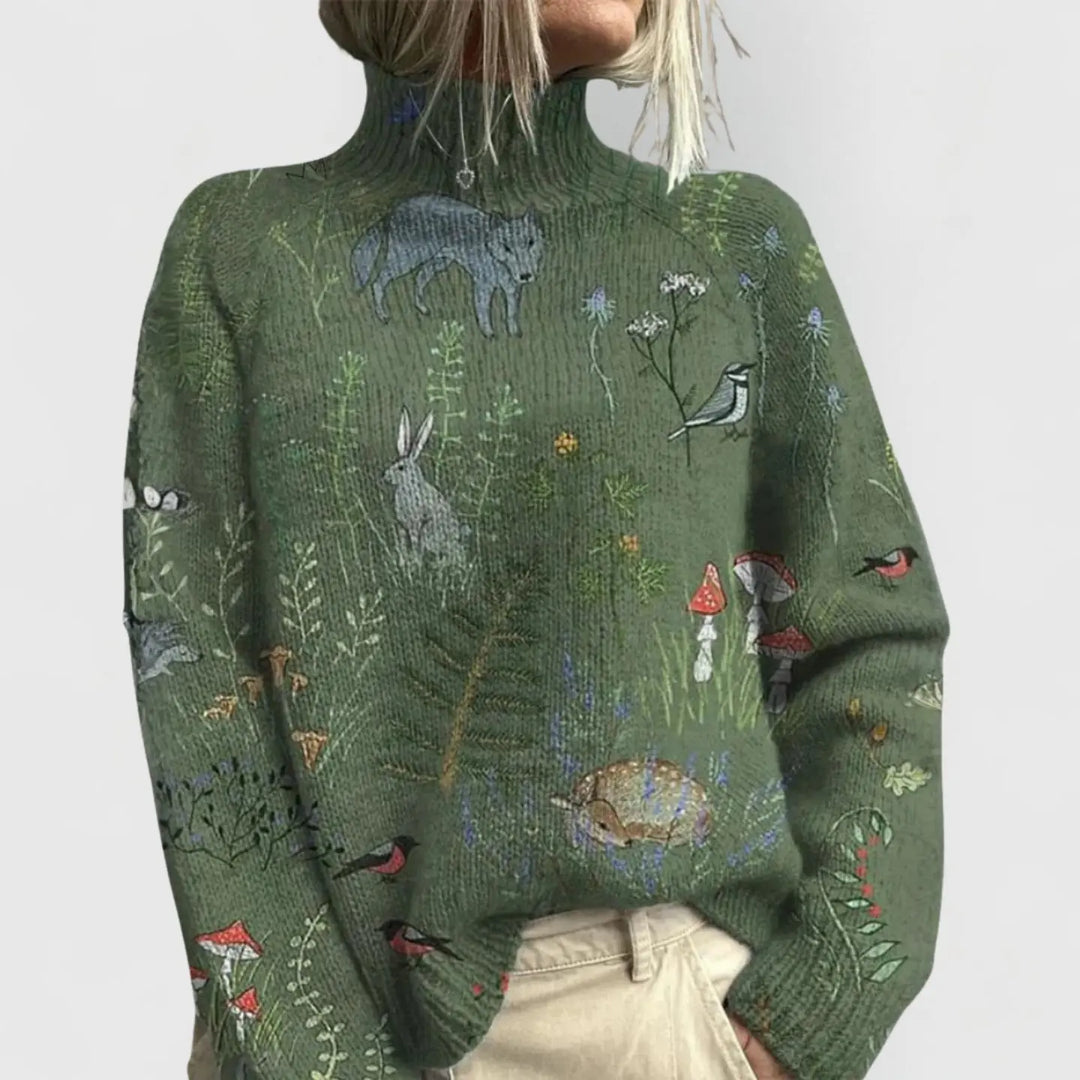 Audrey | Women’s Printed Turtleneck Long Sleeve Sweater Luvy Boutique
