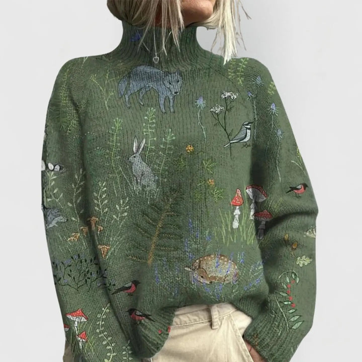 Audrey | Women’s Printed Turtleneck Long Sleeve Sweater Luvy Boutique