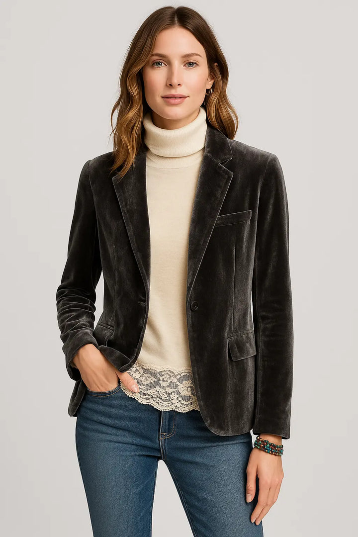 Sioba Velvet Slim-Fit Blazer Luvy Boutique