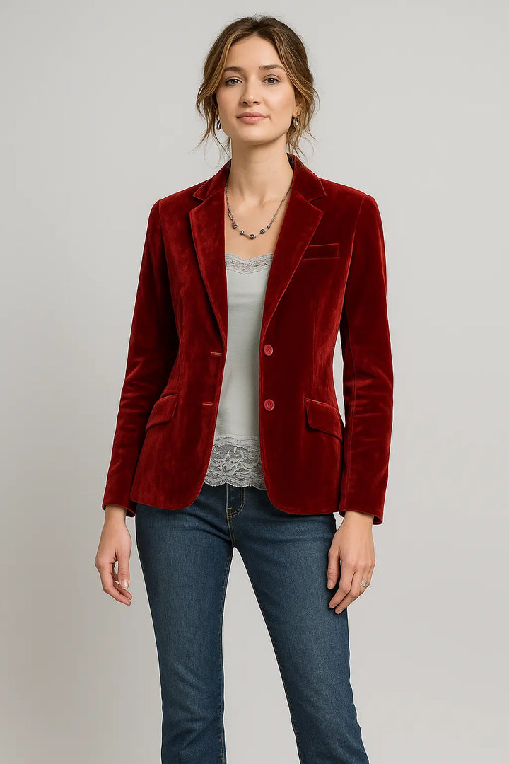 Sioba Velvet Slim-Fit Blazer Luvy Boutique