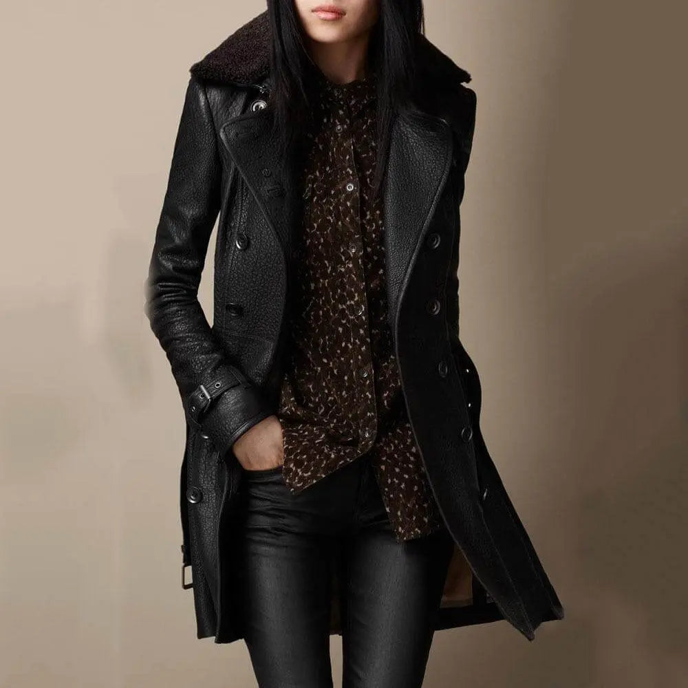 Marli Luxurious Leather Trench Coat Luvy Boutique
