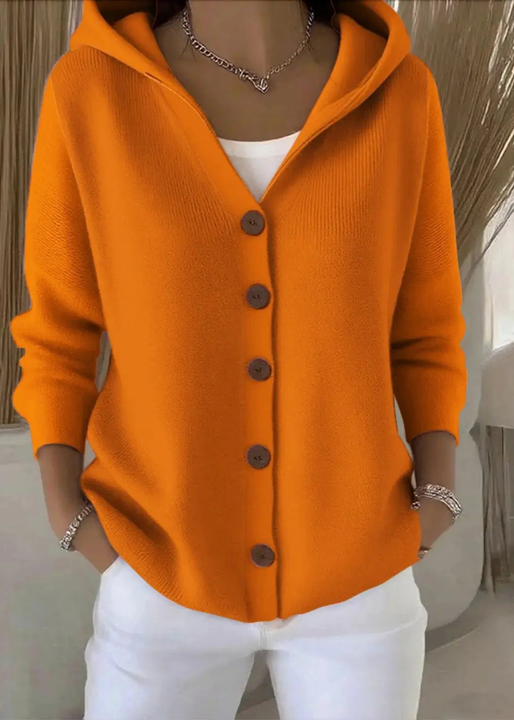 Abigail | Women Hooded Button Front Cardigan Luvy Boutique