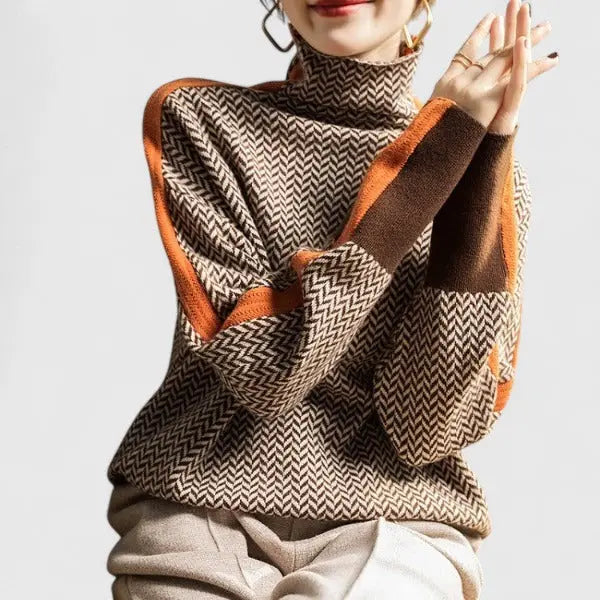 Harper | Women’s Turtleneck Pattern Long Sleeve Sweater Luvy Boutique