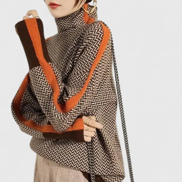 Harper | Women’s Turtleneck Pattern Long Sleeve Sweater Luvy Boutique