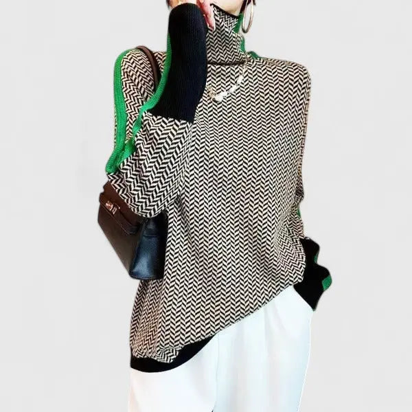 Harper | Women’s Turtleneck Pattern Long Sleeve Sweater Luvy Boutique