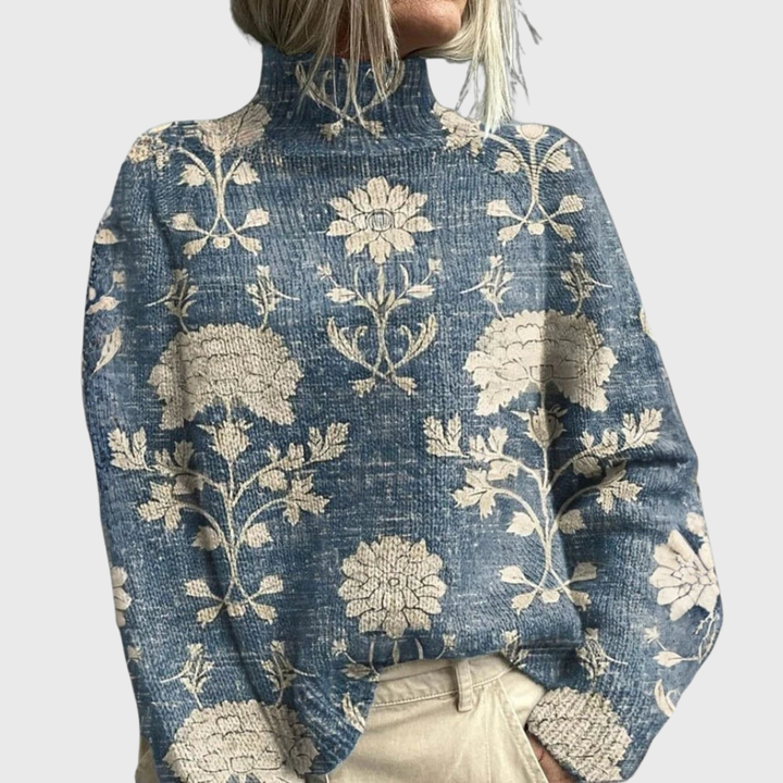 Caroline | Women’s Turtleneck Patterned Sweater Luvy Boutique