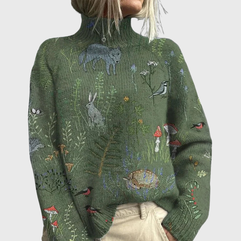Caroline | Women’s Turtleneck Patterned Sweater Luvy Boutique