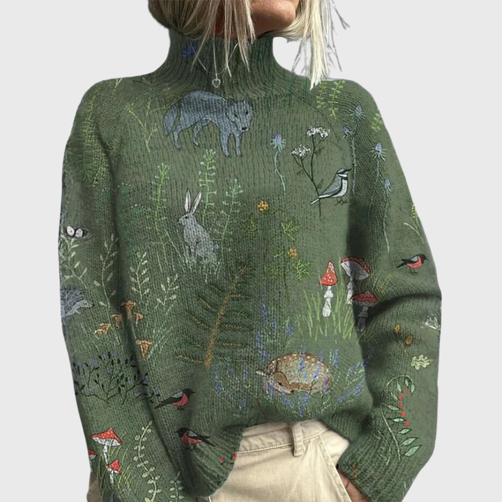 Caroline | Women’s Turtleneck Patterned Sweater Luvy Boutique