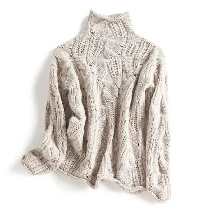 Alice | Women Turtleneck Cable Pattern Sweater Luvy Boutique